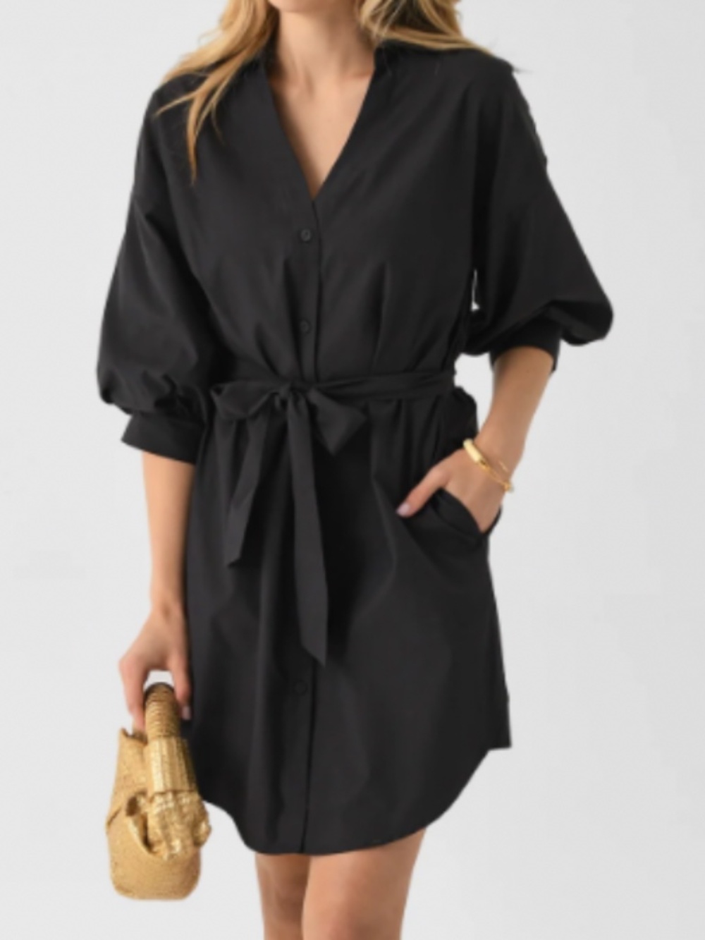 Brochu Walker Kate Dress Black Poplin Size S